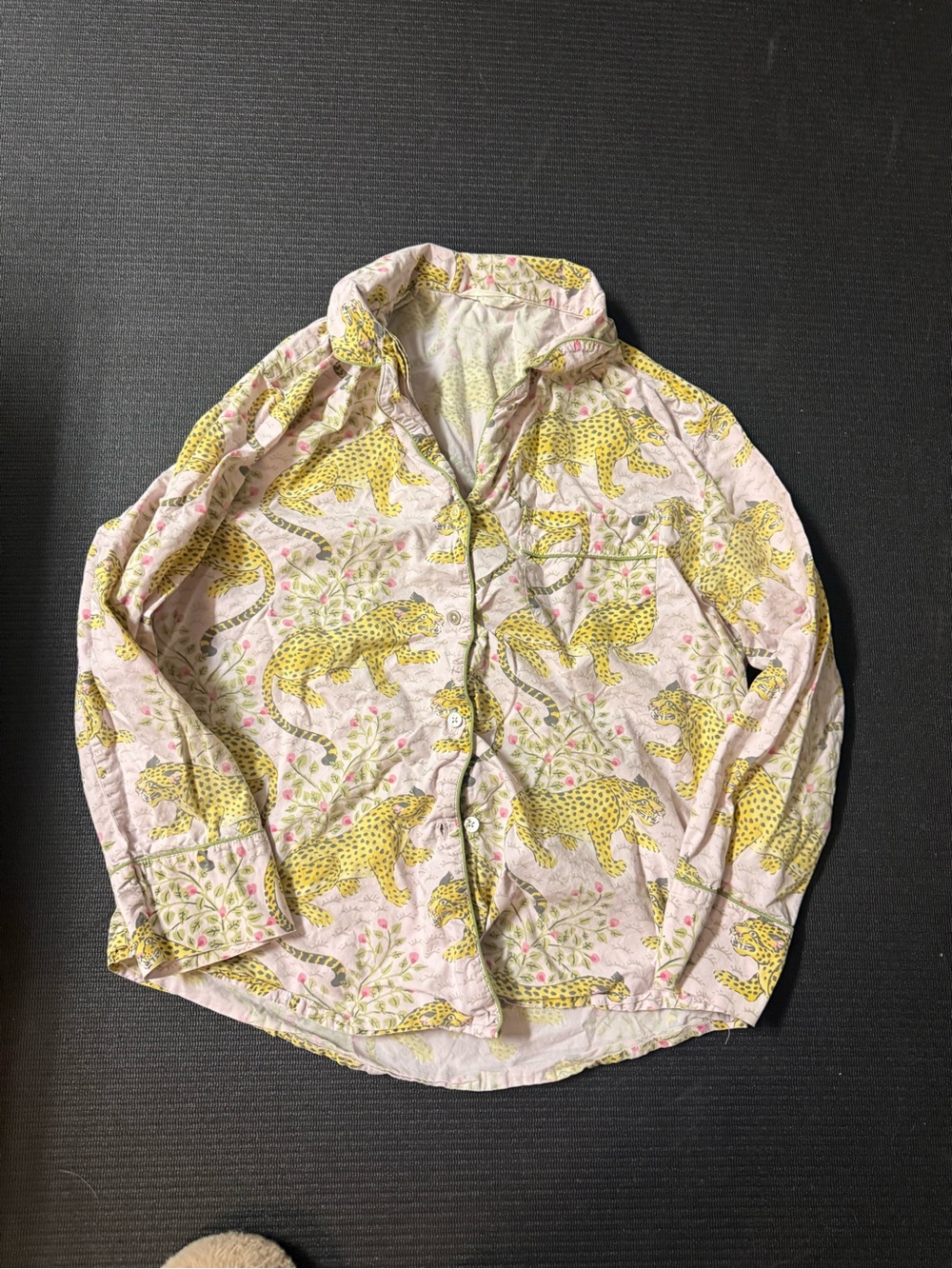 Printfresh Pink Pajama Shirt with Yellow Leopard Print